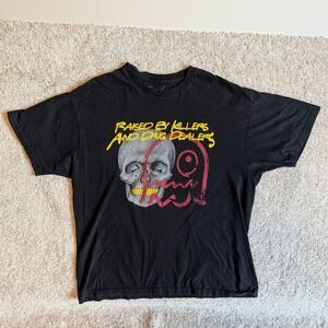 Streetwear Raised by Killers and Drug Dealers Skull Graphic T Shirt Mens XL